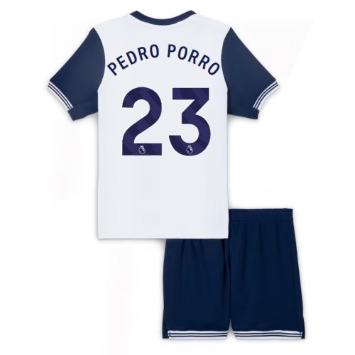 Fotbalové Dres Tottenham Hotspur Pedro Porro #23 Dětské Domácí 2024-25 Krátký Rukáv (+ trenýrky)